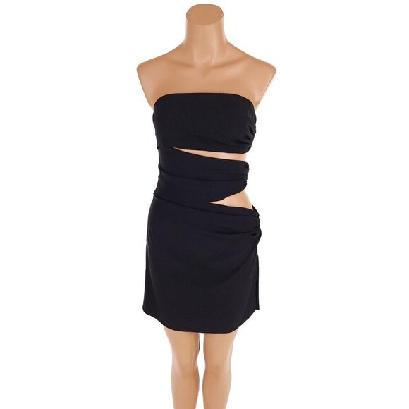 Magda Butrym Asymmetrical Cut-Out Short Cocktail Dress FR 36 US 4 Black NWT - Picture 3 of 16